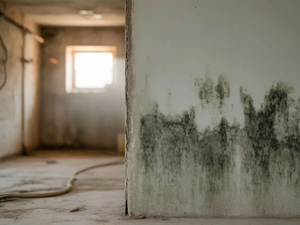 Mold growth on a basement wall requiring professional remediation